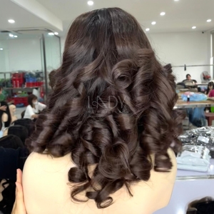 Couleur brune Bouncy Bob usine haute qualité 100% perruque de cheveux humains vietnamiens avant dentelle perruque fermeture perruque 2025 - Product Image 5