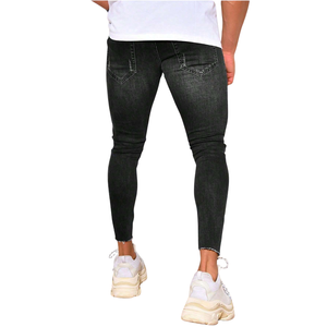 <b>Mens</b> Dark Charcoal Pencil Pants Jeans <b>Stretch</b> Denim Slim Fit Casual Light Distressed Washed Breathable Mid Waist Everyday - Product Image 2