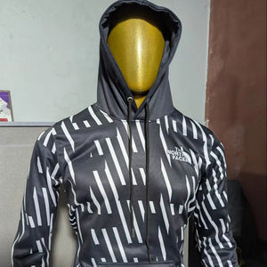 Custom Men's Heavyweight Full Zip up <b>Hoodie</b> Solid Patchwork Hiphop Style Double Hood 3D Cotton Fleece <b>Gothic</b> Top Wholesale - Product Image 1