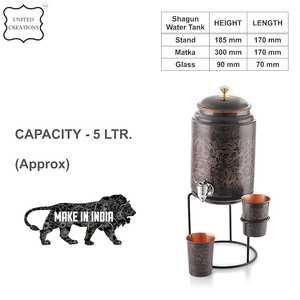 Dernier modèle de refroidisseur d'eau en cuivre Récipient à eau en cuivre martelé Distributeur d'eau artisanal naturel - Product Image 3