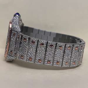 Reloj de Lujo Unisex con Cristal de Diamante, Correa de Acero Inoxidable, Movimiento Mecánico Analógico, Reloj de Moda Premium Estilo Hip Hop, No Resistente al Agua - Product Image 3