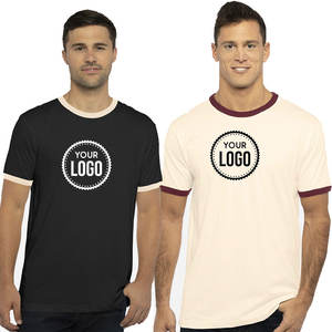 2025 Next Level 3604 Unisex Cotton <b>Ringer</b> <b>T</b>-<b>Shirt</b> Crew Neck with Contrast Ribbing, Ideal Custom Logo Heather Gray/Black Tee - Product Image 6