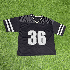 Camiseta deportiva de talla grande OEM para hombre, Camiseta con cuello en V, malla transpirable, sublimado Panel, frontal de fútbol Hip Hop personalizable - Product Image 4