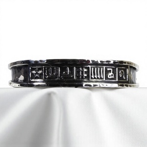 <b>Silver</b> Viking Runic Scandinavian Bohemian Hammered <b>Cuff</b> <b>Bracelet</b> Sterling <b>Silver</b> Handmade Jewelry Black Rhodium Plated Certified - Product Image 1