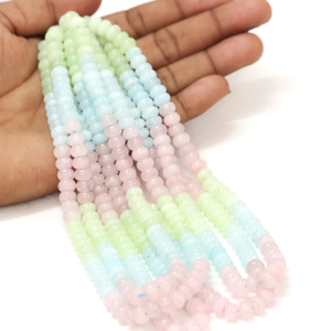 Multi-Color Quartz Rondelle <b>Beads</b>: AAA Smooth Gemstone <b>Beads</b> (7-8mm) - Product Image 1