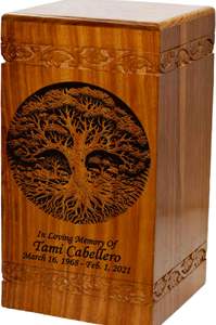 Wooden Cremation <b>Urn</b> <b>Large</b> Size Human Funeral <b>Urn</b> with Personalization (Tree of Life) - Product Image 4