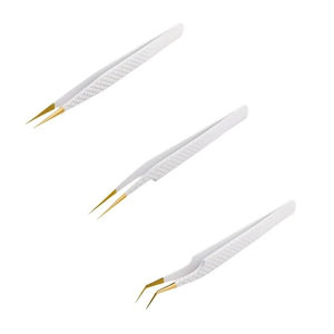 Pince à épiler d'isolation pour extensions de cils, pointe fine et droite, précision personnalisée, couleur or et blanc, 2026 - Product Image 3