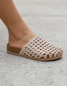 Mules Planos Casuales para Mujer, con Parte Superior Tejida, Punta Cerrada, Transpirables y Ligeros, para Vacaciones de Verano, Uso Interior/Exterior - Product Image 1