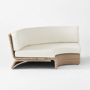 Sofa sectionnel d'intérieur et d'extérieur en rotin avec coussins design modulaire incurvé pour meubles de patio ou de jardin - Product Image 2
