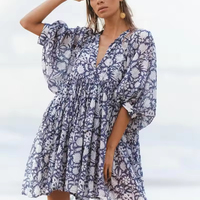 Imprimé Maxi femmes filles robe pur coton indien bloc impression tenue décontractée été soirée robe de soirée en gros longue Midi en vrac