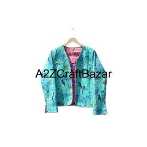 Chaqueta Acolchada Reversible 100% Algodón para Mujer, Estilo Formal con Parches Florales Hechos a Mano en India, para Mujeres y Niñas - Product Image 1