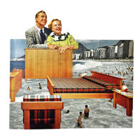 Prix Spécial Impressions d'art A4 Collage Sarcastique Style Mid-Century Modern Papier Blanc Motif Vertical Décoration Murale 21x29,7cm Multipièces