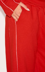 Conjunto Deportivo de Dos Piezas Rojo Elegante para Mujer, Conjunto de Pantalones Deportivos para Hacer Ejercicio, Conjunto de Ropa Deportiva y de Descanso para Mujer, Conjuntos de Sudadera de Algodón, Conjunto Coordinado - Product Image 4