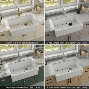 <span class=keywords><strong>Évier</strong></span> de cuisine de ferme de luxe en argile réfractaire de 33 pouces avec façade à tablier, usine OEM - Product Image 3