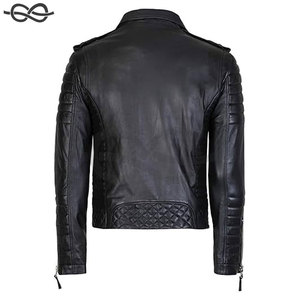 Veste de motard en cuir d'agneau véritable noir pour hommes vestes de moto vintage authentiques vêtements d'extérieur durables et élégants pour hommes - Product Image 4