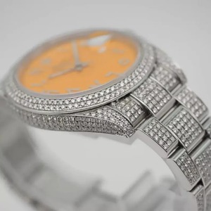 Reloj Automático de 41 mm con Esfera Naranja y Números Árabes, Movimiento Suizo, Diamantes Moissanite VVS, Reloj de Lujo para Hombre, Joyería de Moda VV - Product Image 3