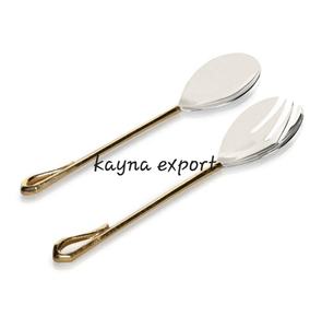 Luxury Handmade Decorative Metal Cutlery Set of 2 <b>Gold</b> Metal Branch Leaf Serving Cutlery Use for Wedding & Restaurant Decoration - Product Image 5