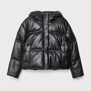 2023 bordado personalizado Logo cálido cuero Puffer abajo abrigo chaqueta mujer invierno Casual Original cuero burbuja acolchado 2023 chaquetas - Product Image 1