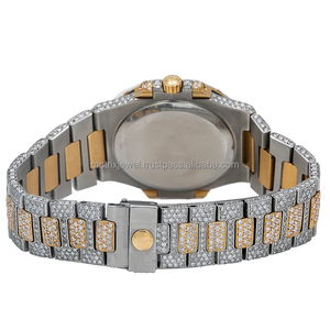 Round Shape Stainless Steel Two Tone VVS Quality Yellow Gold Trending Hip Hop Iced Out CVD Diamond Export Quality Manufacturer - Product Image 4