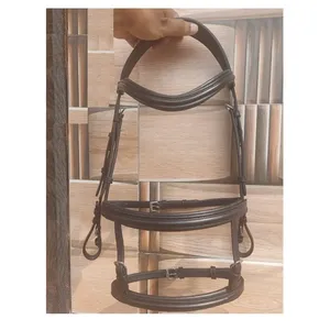 Brida de cuero negro inglés de alta calidad para caballo, suave y cómoda, personalizable, aprobada internacionalmente, con boca de rienda. - Product Image 1