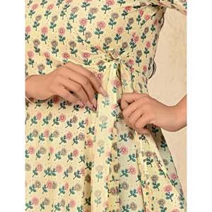 เดรสผ้าฝ้ายพิมพ์ลายสไตล์โบฮีเมียนสีพาสเทลแบบลำลองความยาวระดับเข่า ระบายอากาศได้ดี เหมาะสำหรับใส่ไปเที่ยวคลับ รับผลิตแบบ ODM/OEM - Product Image 2