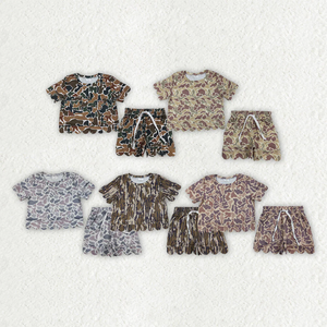 Nueva Llegada, Venta Caliente de Fábrica, Ropa de Verano para Niños, Camisetas de Manga Corta con Estampado de Camuflaje para Niñas, Pantalones Cortos con Bolsillos, Conjuntos de Ropa - Product Image 1