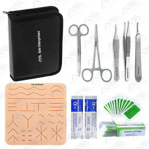 Kit de formation de suture chirurgicale avec coussinet de peau de suture en silicone Instruments médicaux Les étudiants en médecine complètent le kit de pratique de suture bleue - Product Image 1