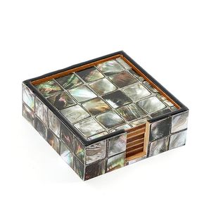 Juego de posavasos de té MDF con incrustaciones de madreperla de estilo clásico hecho a mano, piedra pulida para regalos de boda, decoración del hogar, precio económico - Product Image 6