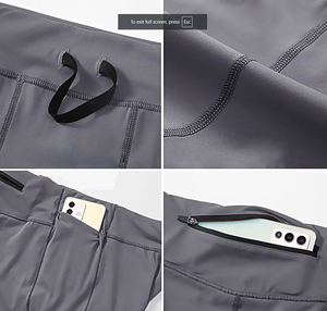 Pantalones cortos de compresión para gimnasio para hombre de alta calidad, cinturón elástico, vendedor de moda, bolsillo trasero, logotipo personalizado, no tejido aceptado - Product Image 4