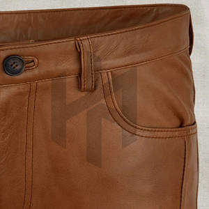 Pantalons en cuir pour hommes Offres Spéciales fabriqués en usine en gros pantalons en cuir taille moyenne décontractés légers et droits de haute qualité - Product Image 6