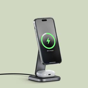 Support de charge rapide certifié Qi pour iPhone, chargeur sans fil magnétique 2 en 1 et Apple Watch - Product Image 1