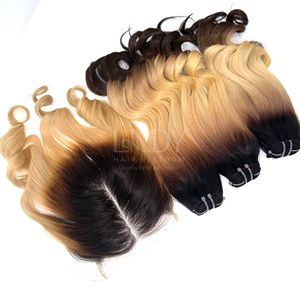 Prix en gros bébé cheveux fins ondulés couleur faisceaux extensions de cheveux avec fermeture HD 6*6 pour faire des perruques - Product Image 5