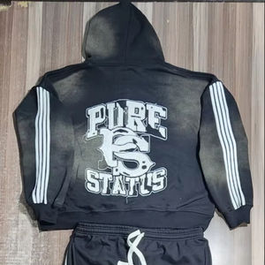 ชุดวอร์มเสื้อแจ็กเก็ตมีฮู้ดและกางเกงคาร์โก้พร้อมฮู้ดผ้าเกล็ดปลาหนาแบบ600GSM ออกแบบได้ตามต้องการ - Product Image 1