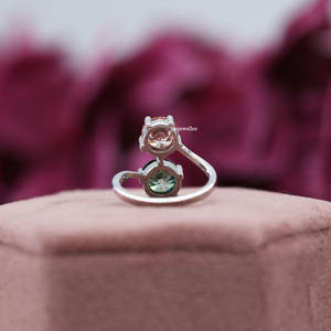 Bague de fiançailles luxueuse pour femme en or massif 10K diamant de laboratoire de coupe ronde avec sertissage à deux pierres certifié IGI - Product Image 4