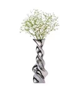 Florero de metal plateado hecho a mano de la más alta calidad, diseño costero clásico para Decoración de mesa de boda o exhibición de mesa auxiliar - Product Image 1