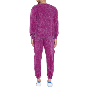 Survêtement évasé pour homme avec lettres brodées effet vieilli personnalisées, 100% coton épais, écologique, coupe ample, hiver, marque privée - Product Image 3