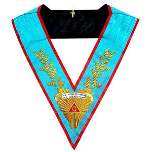 2025 Maçonnique Regalia Vénérable Maître Collier Brodé En Cuir À Coudre Badge AASR Collier D'honneur - Product Image 1