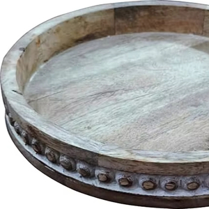 Bandeja redonda decorativa para el hogar hecha a mano para un diseño interior elegante - Product Image 1