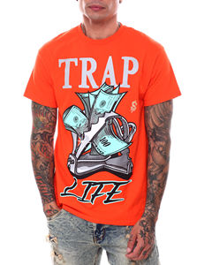 Venta al por mayor de los hombres de color naranja sólido 100% algodón transpirable Boxy Fit Private Label DTG Impreso O-cuello Hombres Camisetas Ropa al aire libre - Product Image 1