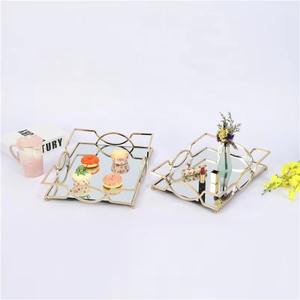 Bandeja de servicio de metal y espejo de excelente calidad, nuevo diseño, calidad perfecta, regalos de inauguración de la casa, diseño lujoso - Product Image 6