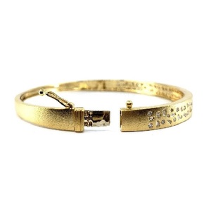 Oem Jewellery Reliable High Quality 18k <b>Solid</b> Yellow <b>Gold</b> Natural Diamond Round Brilliant Cut Figure 8 Lock <b>Bangle</b> Classic Women - Product Image 2