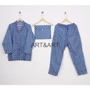 Conjunto de Pijama de Dos Piezas para Mujer, Estilo Vintage, Transpirable, 100% Algodón, Estampado Floral, Primavera, Cierre con Cordón, Largo Completo - Product Image 5