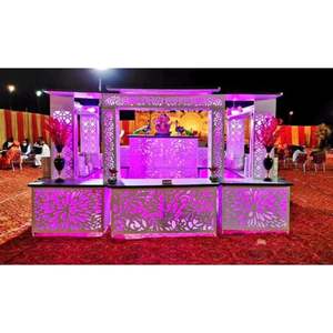 Comptoir de mariage à breloque étoilée Présentoir de buffet élégant en acier inoxydable avec lumières LED pour les fêtes de mariage - Product Image 1