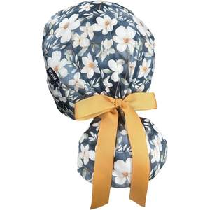 Gorro de cola de caballo con impresión personalizada a granel, ajustable, elástico, antimicrobiano, higienista, clínica, uniforme, lavable, duradero - Product Image 2