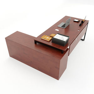 Escritorio Ejecutivo Contemporáneo SFTV004 con Superficie de Madera de Caucho de Alta Calidad, Estructura Cuadrada de Hierro y Gabinete de Almacenamiento - Product Image 2