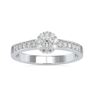 0.43 TCW Round Cut Lab Grown Diamond Ring IGI Certified Engagement Band 14K <b>White</b> Gold Women Jewelry F VS1 Lab Created - Product Image 1