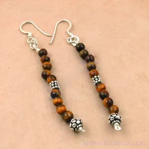 Bohemian Wooden Bead Drop Earrings Antique Silver Plated Tassel Women's Party Jewelry - Product Image 2
