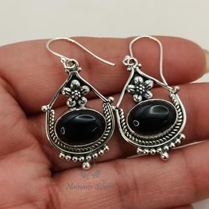 Pendientes de Ónix Negro, Plata de Ley 925: Joyería Colgante Hecha a Mano, Piedra de Nacimiento de Julio - Product Image 4