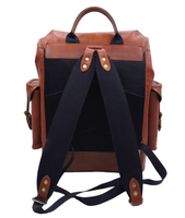 Sac à dos vintage marron antivol décontracté pour ordinateur portable en cuir véritable personnalisé avec rabat, sangle d'épaule et compartiment sécurisé pour le bureau