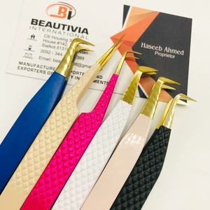 Pinzas de extensión de pestañas de acero inoxidable con revestimiento de Color personalizado profesional herramienta de aplicación de pestañas de Punta puntiaguda sostenible - Product Image 2